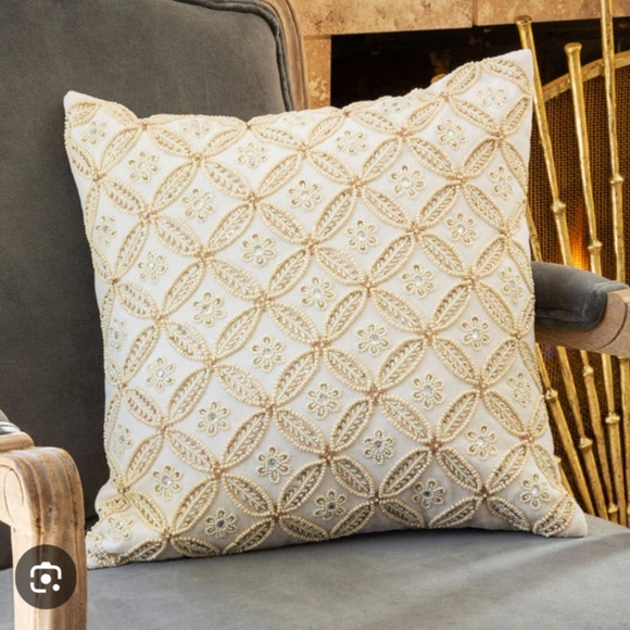 Parkhill Collection Cream & Gold Embroidered Velvet W/Rhinestone Embellishments - Picture 1 of 6